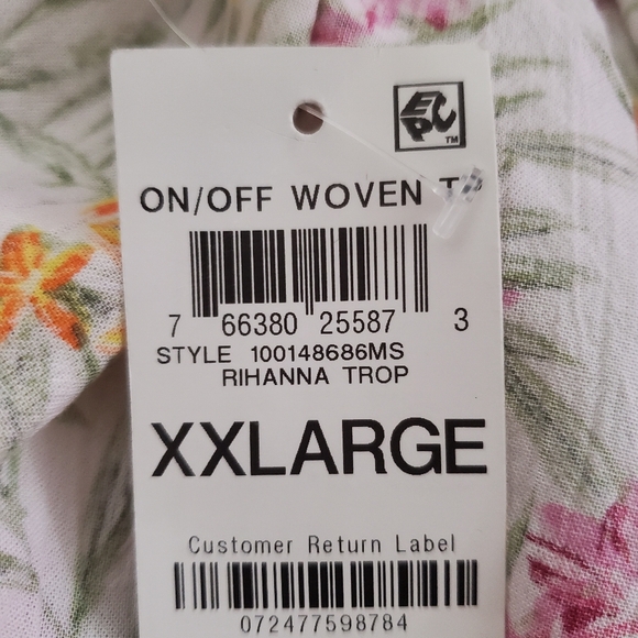 NWT Style & Co Floral Ruffle Sleeve Top Rihanna Tropical XXL - Picture 3 of 3